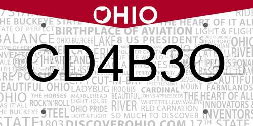CD4B3O Ohio License Plate