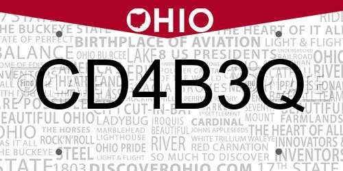 CD4B3Q Ohio License Plate