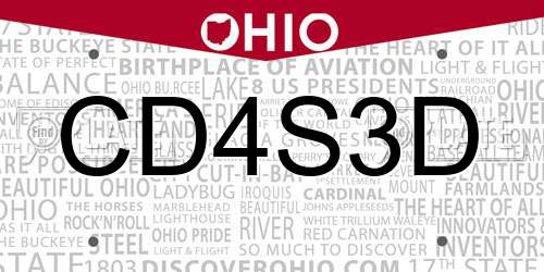 CD4S3D Ohio License Plate