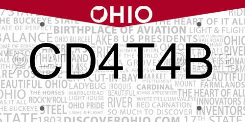 CD4T4B Ohio License Plate