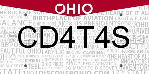 CD4T4S Ohio License Plate