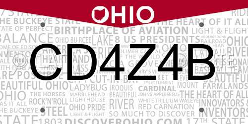 CD4Z4B Ohio License Plate