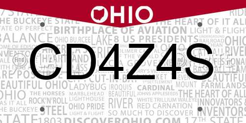 CD4Z4S Ohio License Plate