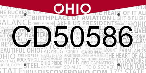 CD50586 Ohio License Plate