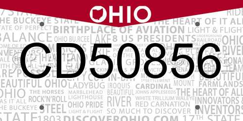 CD50856 Ohio License Plate