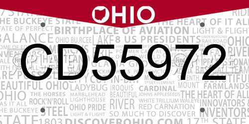 CD55972 Ohio License Plate