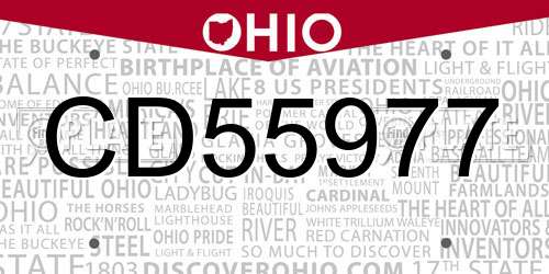 CD55977 Ohio License Plate