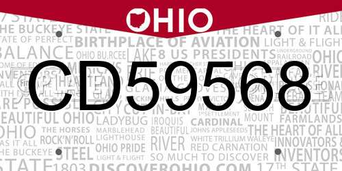 CD59568 Ohio License Plate