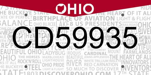 CD59935 Ohio License Plate