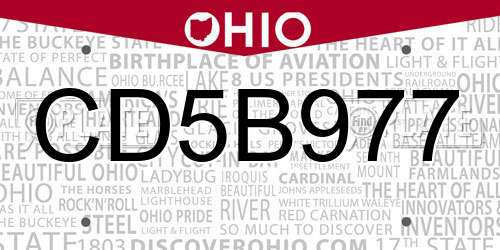 CD5B977 Ohio License Plate