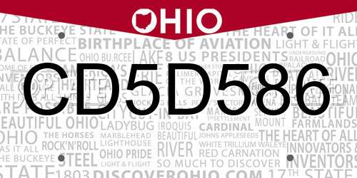 CD5D586 Ohio License Plate