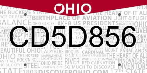CD5D856 Ohio License Plate