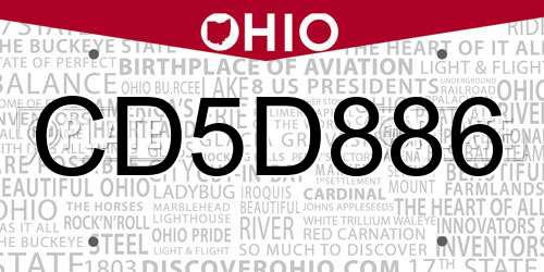 CD5D886 Ohio License Plate
