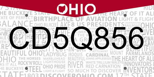 CD5Q856 Ohio License Plate