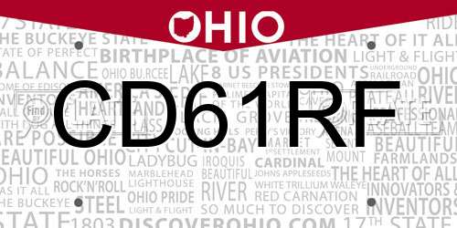 CD61RF Ohio License Plate