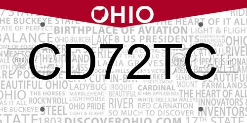 CD72TC Ohio License Plate