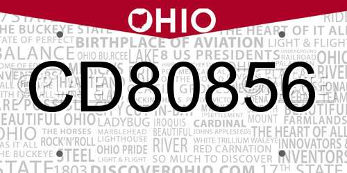 CD80856 Ohio License Plate