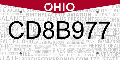 CD8B977 Ohio License Plate