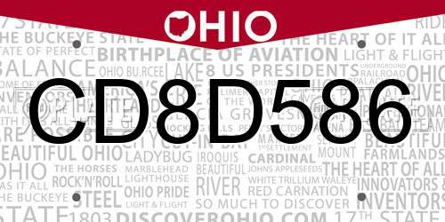 CD8D586 Ohio License Plate