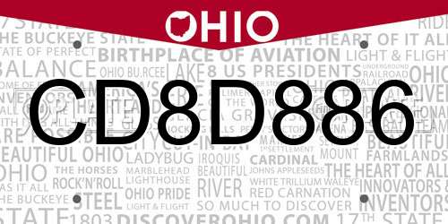 CD8D886 Ohio License Plate