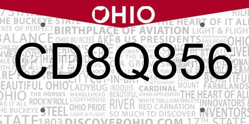 CD8Q856 Ohio License Plate