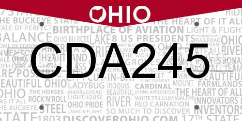 CDA245 Ohio License Plate