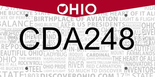 CDA248 Ohio License Plate