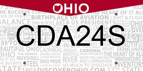 CDA24S Ohio License Plate