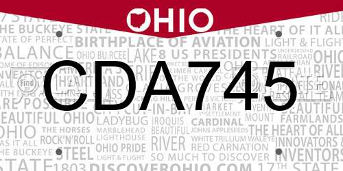 CDA745 Ohio License Plate