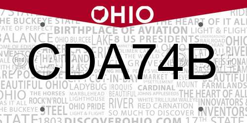 CDA74B Ohio License Plate