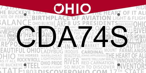 CDA74S Ohio License Plate