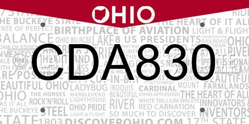 CDA830 Ohio License Plate