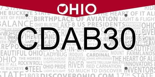 CDAB30 Ohio License Plate