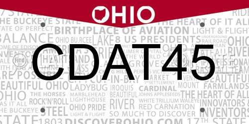 CDAT45 Ohio License Plate