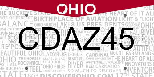 CDAZ45 Ohio License Plate