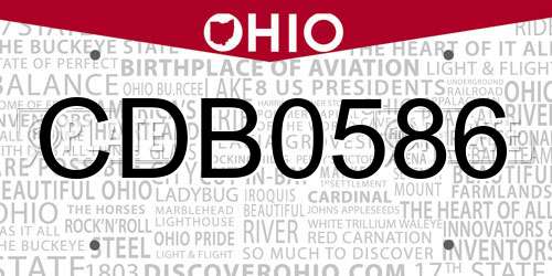 CDB0586 Ohio License Plate