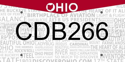 CDB266 Ohio License Plate