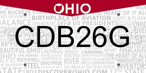 CDB26G Ohio License Plate