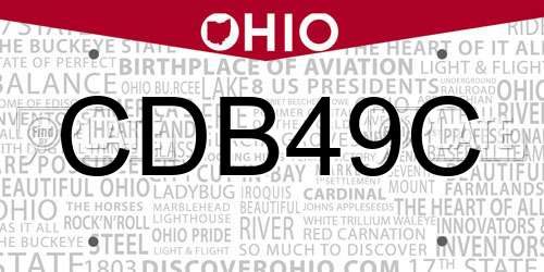 CDB49C Ohio License Plate