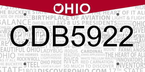 CDB5922 Ohio License Plate