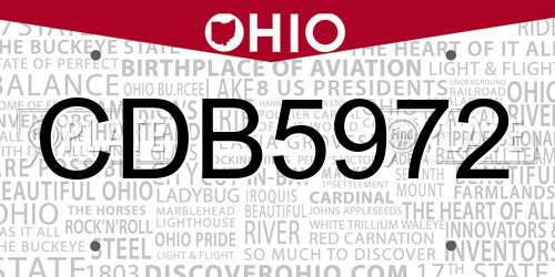 CDB5972 Ohio License Plate