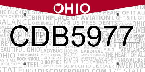 CDB5977 Ohio License Plate