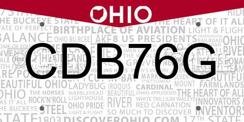 CDB76G Ohio License Plate