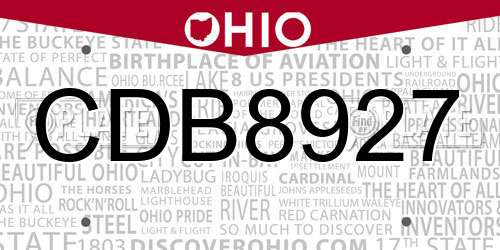 CDB8927 Ohio License Plate