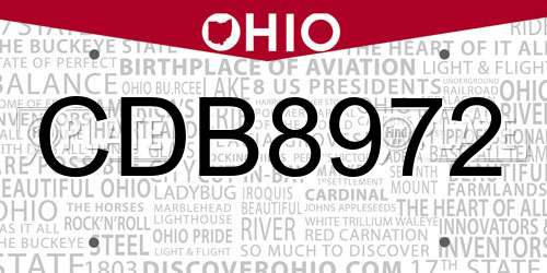 CDB8972 Ohio License Plate