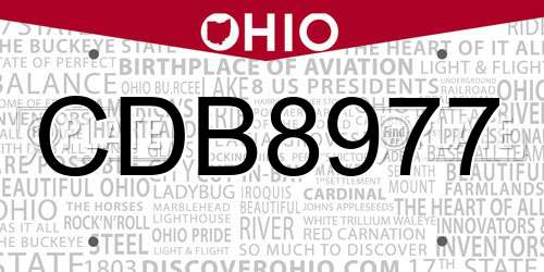 CDB8977 Ohio License Plate