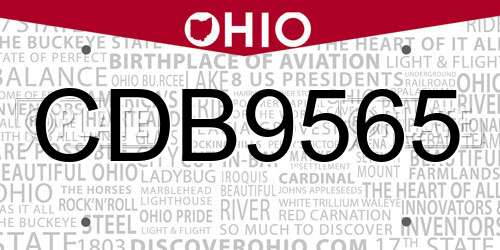 CDB9565 Ohio License Plate