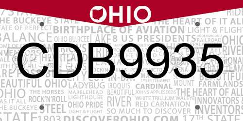 CDB9935 Ohio License Plate