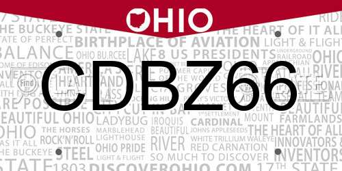 CDBZ66 Ohio License Plate