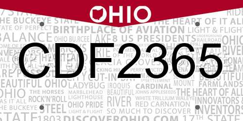 CDF2365 Ohio License Plate